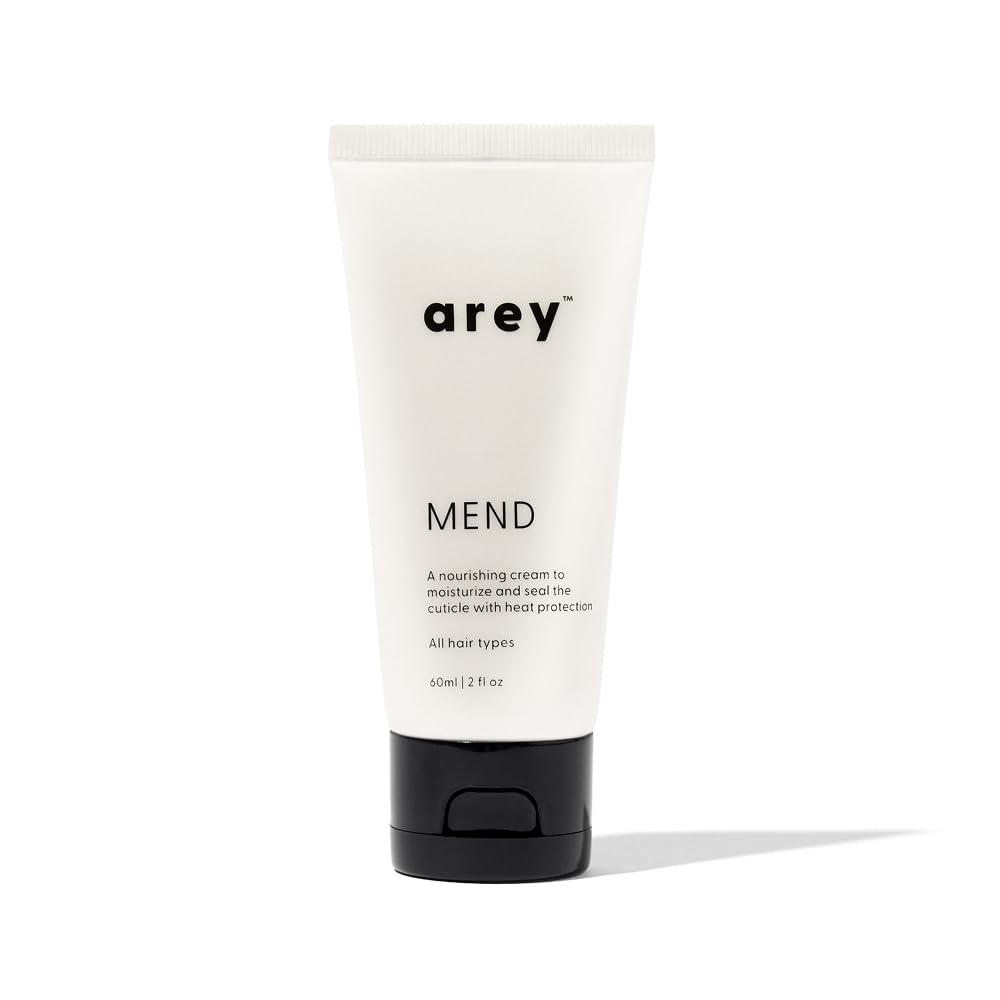 Arey Mend heat protectant bottle front view for strong styling protection