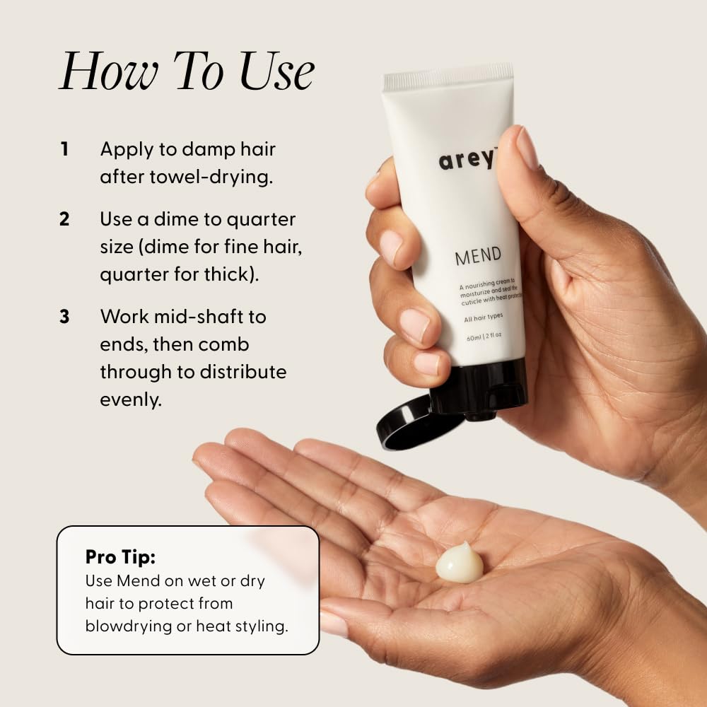 Arey Mend glossy hair after use demonstrates hydrated, healthy-looking strands