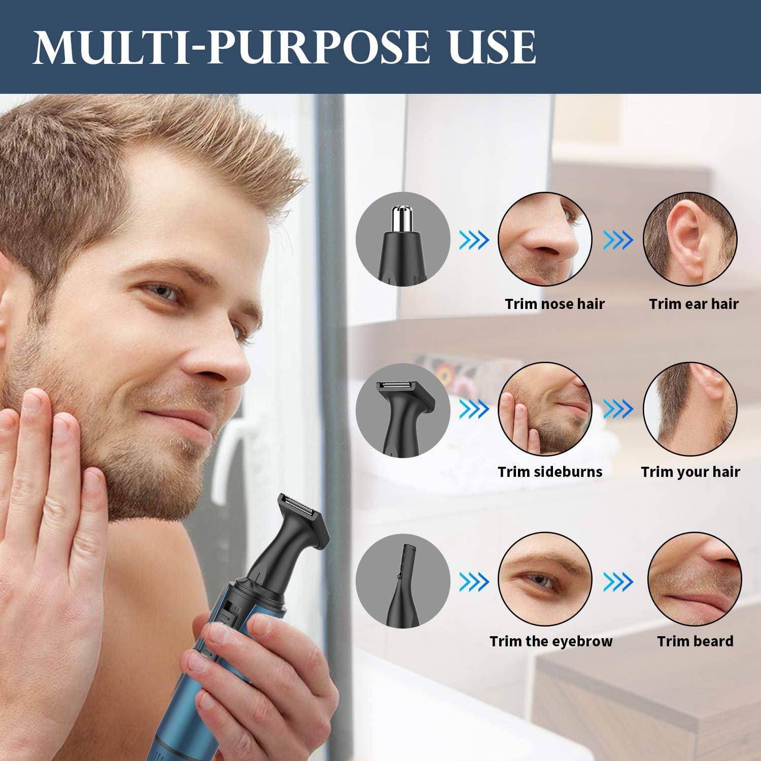 AREYZIN beard-trimmer in action for neat facial hair and sideburn shaping.