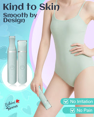 AREYZIN bikini trimmer ceramic head close-up showing rust-proof blades for smooth shave
