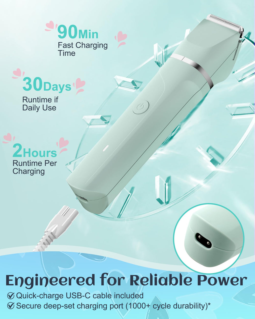 AREYZIN bikini trimmer USB recharge for cordless convenience