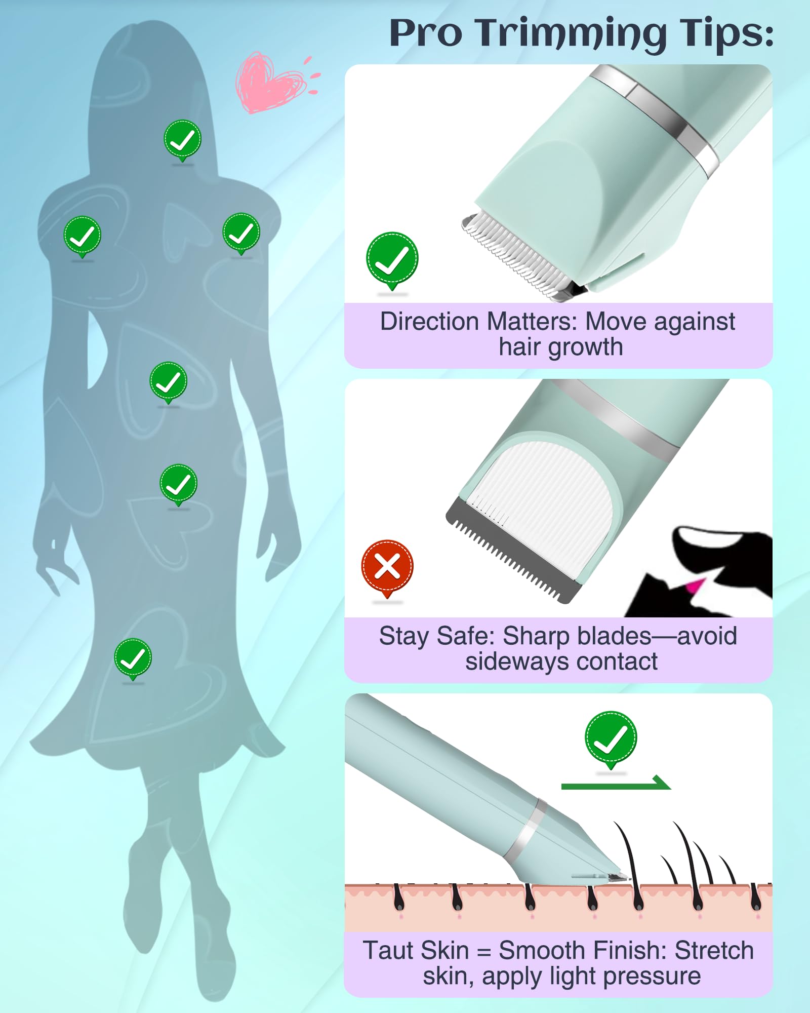 AREYZIN bikini trimmer with washable ceramic head for easy cleaning