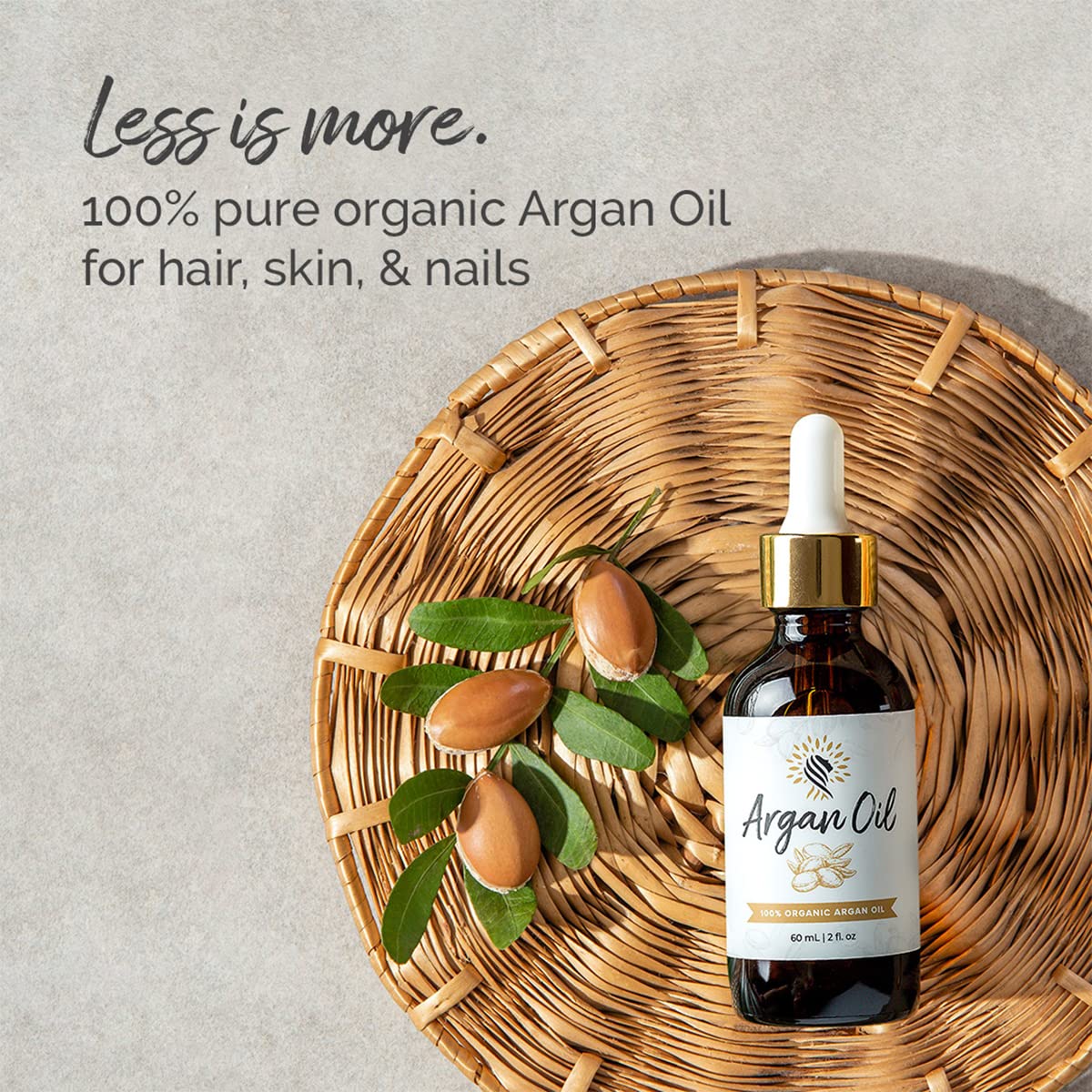 Argan Cosmetics Argan Oil filtered through cotton-charcoal conveys purity