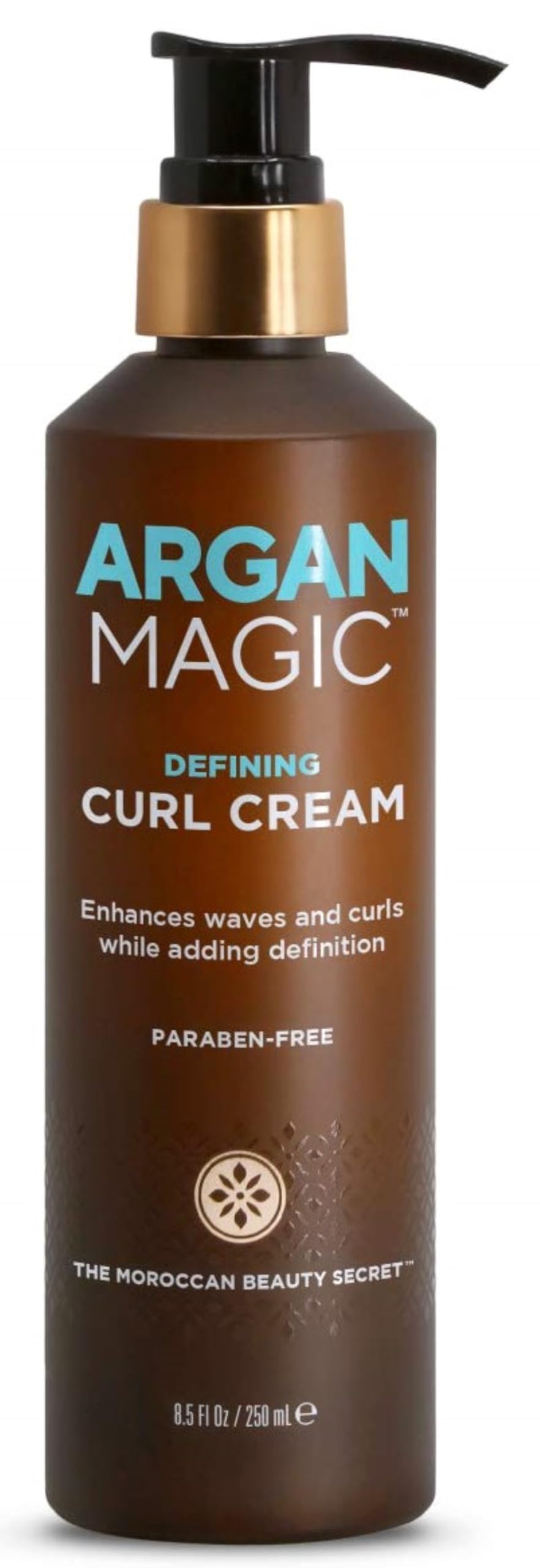 Argan Magic Defining Curl Cream bottle delivering hydration and shine for curls