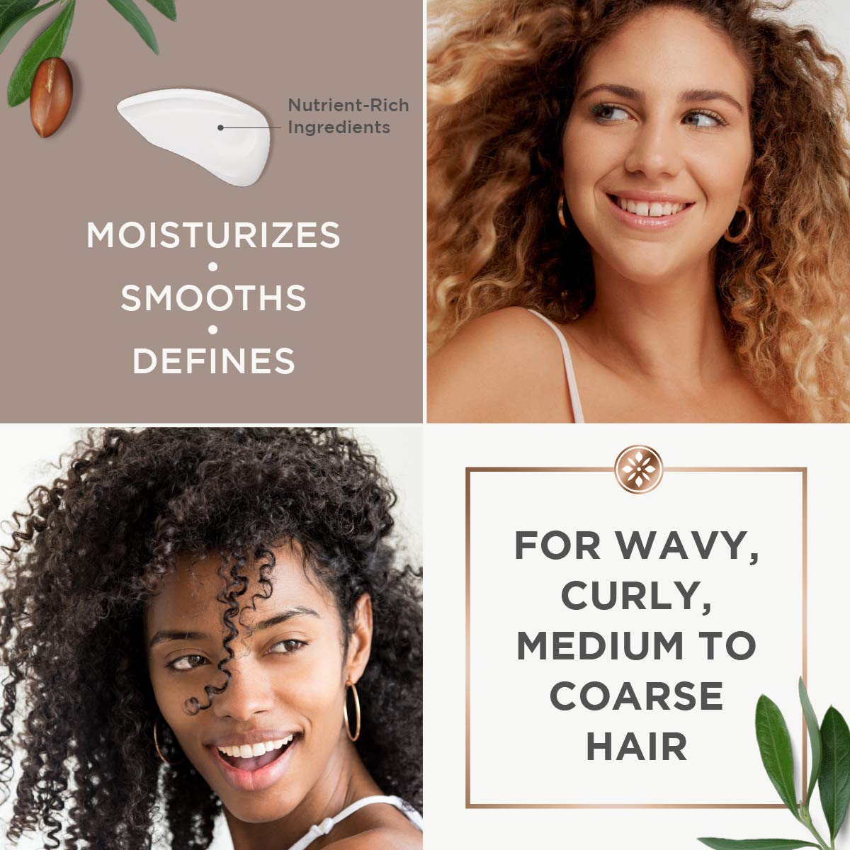 Argan Magic Defining Curl Cream ingredient closeup featuring argan oil nourishment