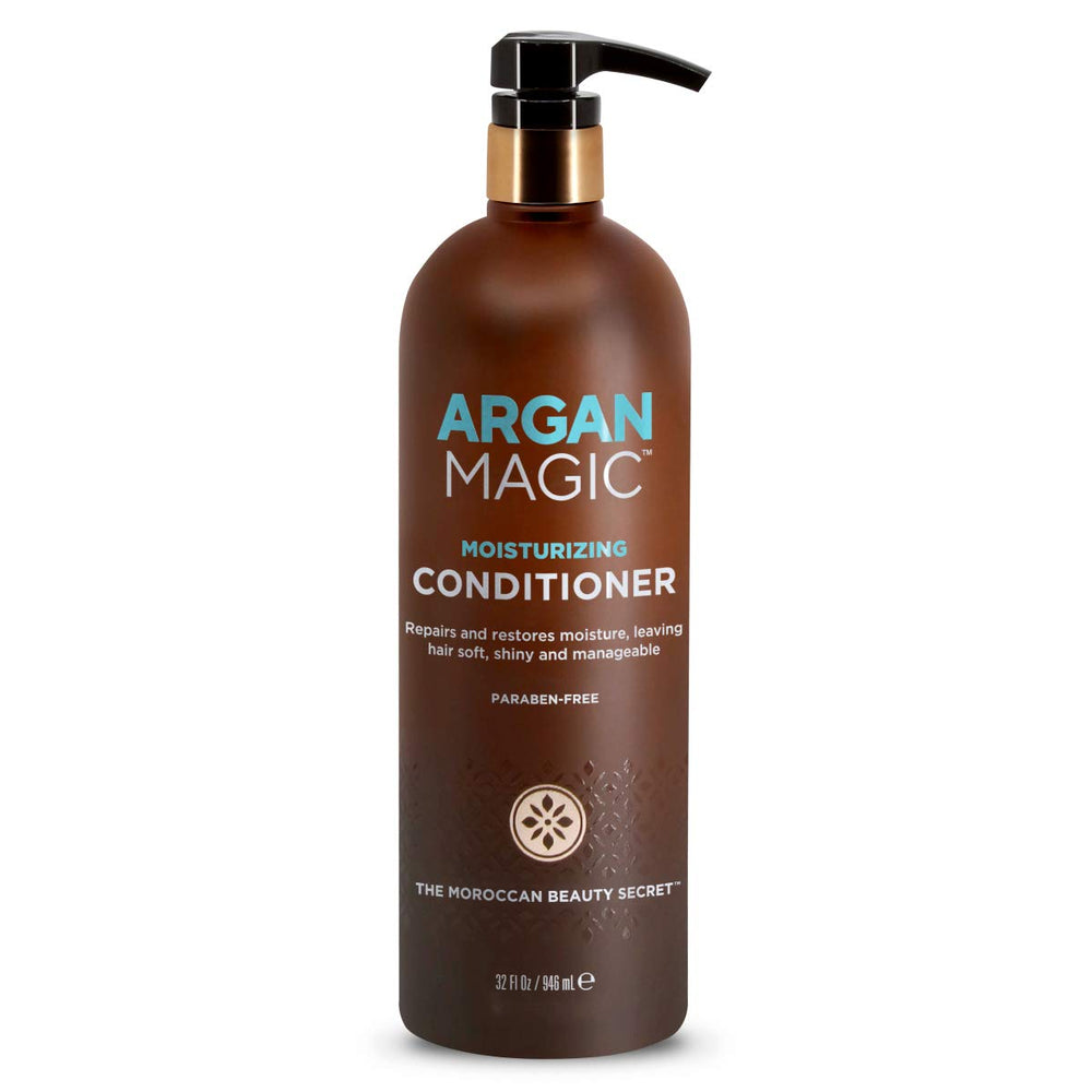 Argan Magic Moisturizing Conditioner paraben-free label communicates cleaner hair-care choice