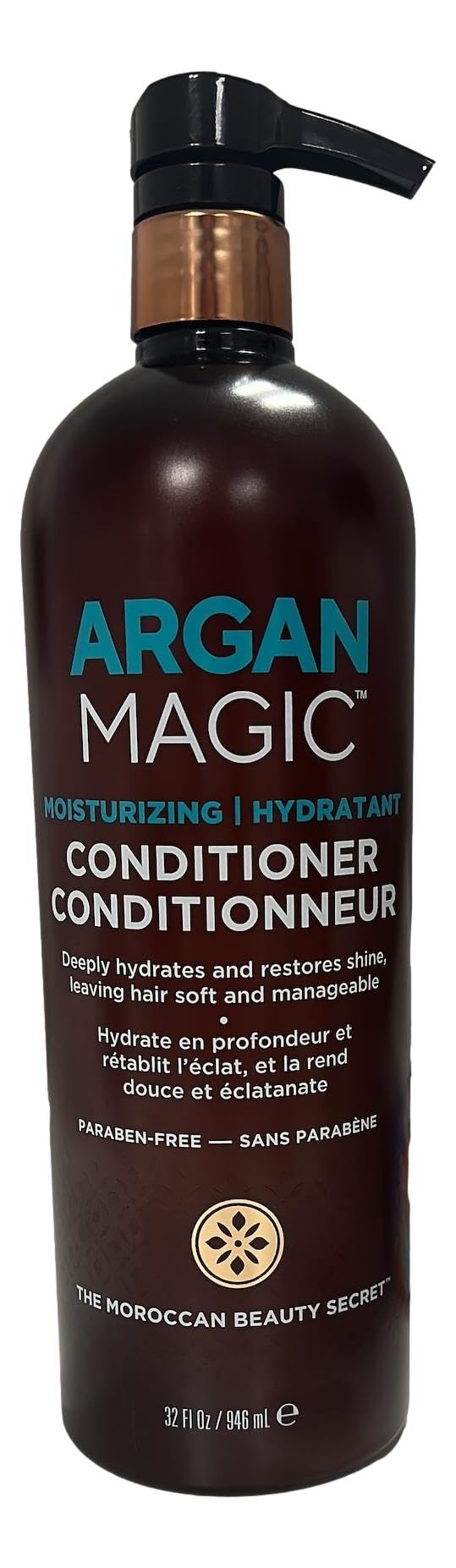 Argan Magic Moisturizing Conditioner pump-dispense demonstrates convenient application for quick detangling