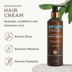 Argan Magic Nourishing Hair Cream with argan-oil-antioxidants nourishes hair and protects from environmental stress.