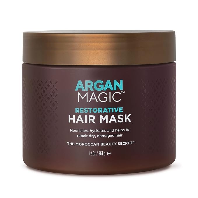 Argan Magic Restorative Hair Mask before-and-after glimpse suggests improved manageability