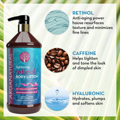 Arganatural Retinol Body Lotion texture close-up shows creamy, fast-absorbing hydration.