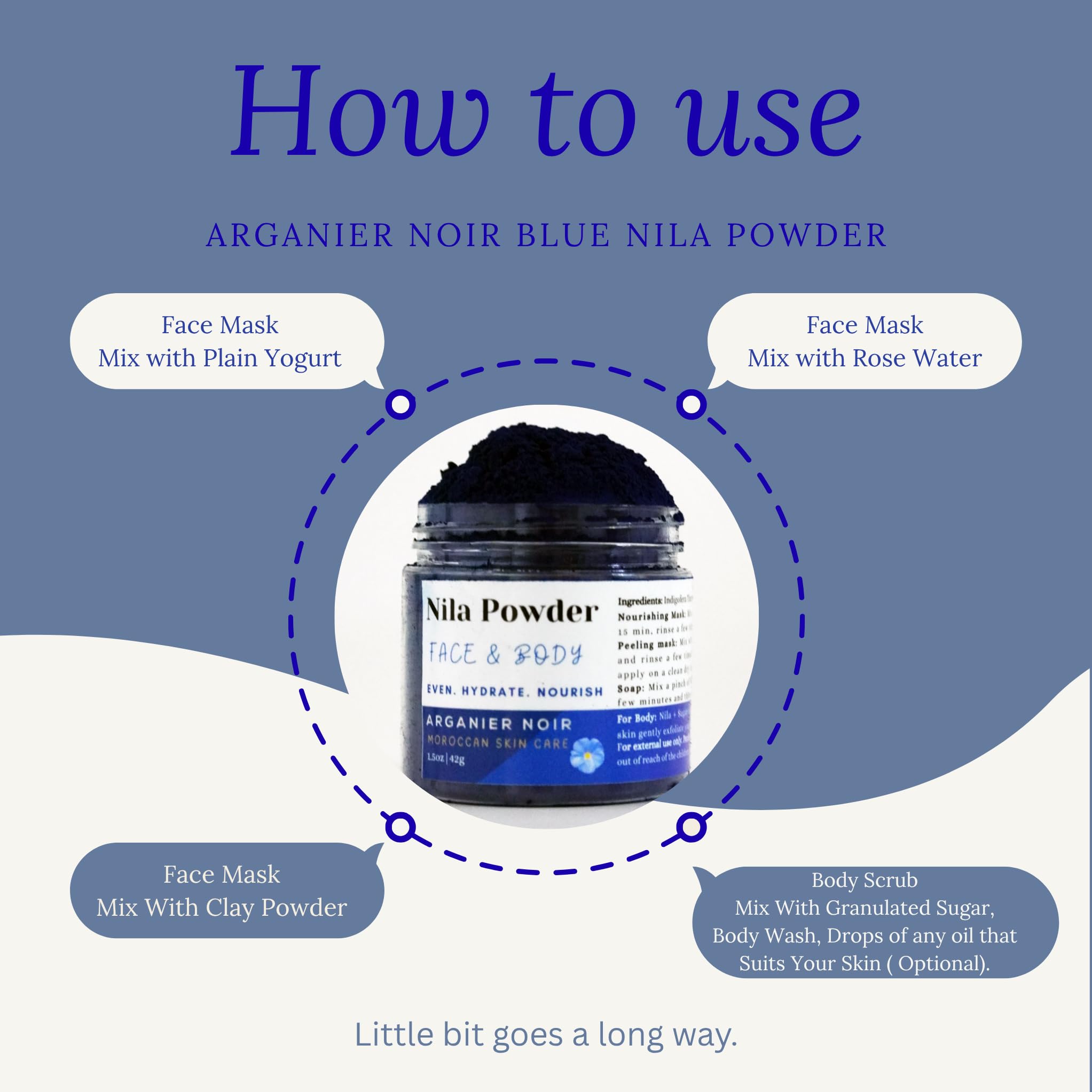 Arganier Noir Nila powder packaging flatlay for Moroccan skin care ritual