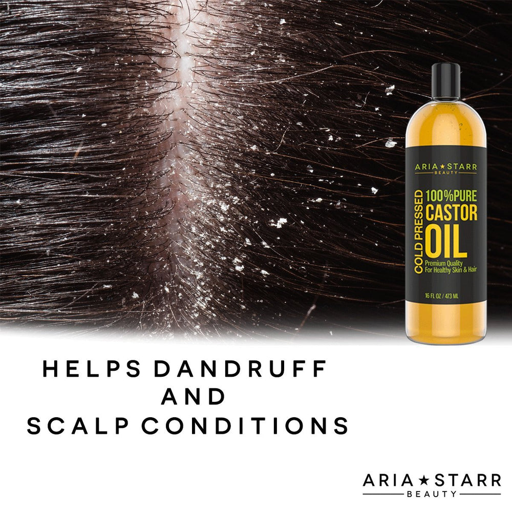 Aria Starr Castor Oil bottle-closeup highlighting purity and texture.