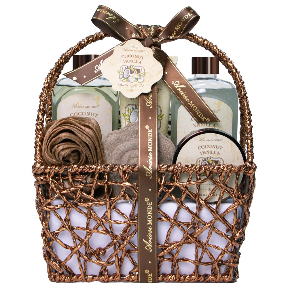 ArioseMonde coconut-vanilla-bath-gift-set closeup for spa-at-home pampering