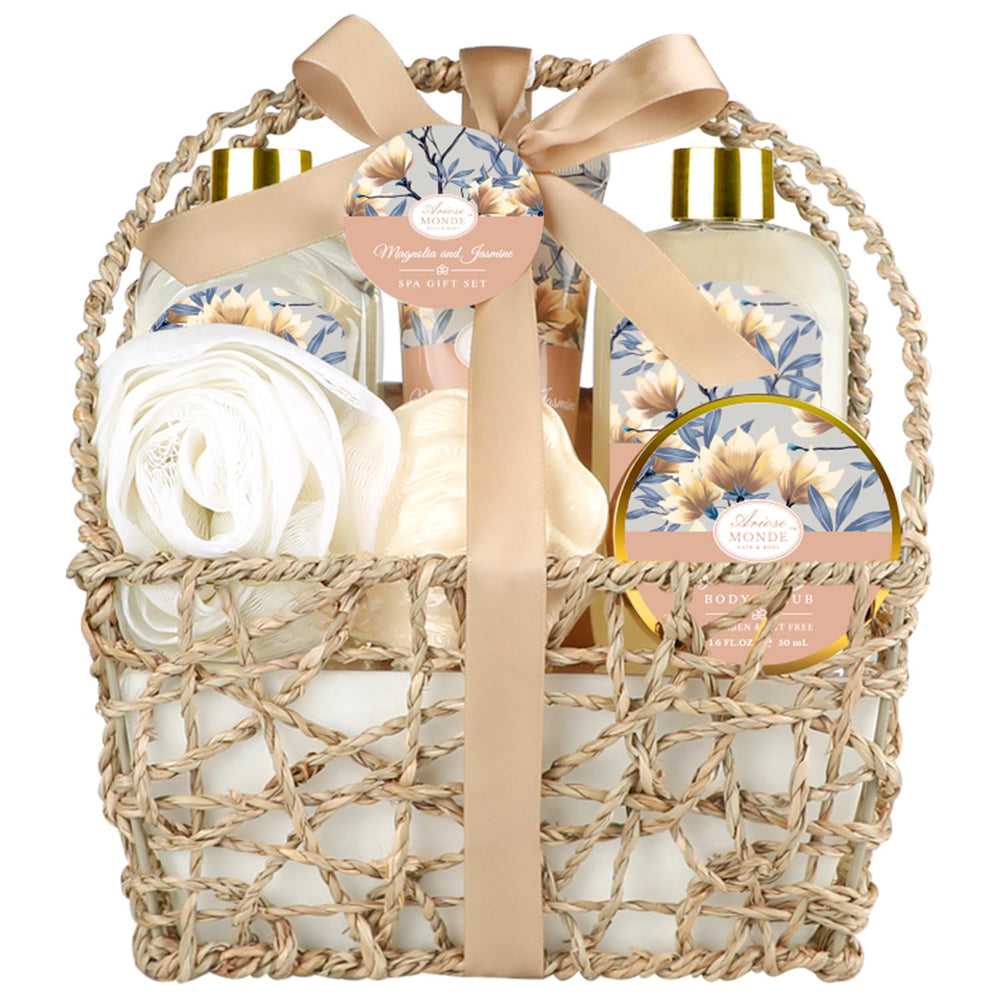 ArioseMonde home spa gift basket packaging, elegant gift-ready presentation for pampering moments.