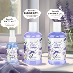 ArioseMonde lavender gift set shower gel evokes refreshing cleanse for a spa-at-home ritual.
