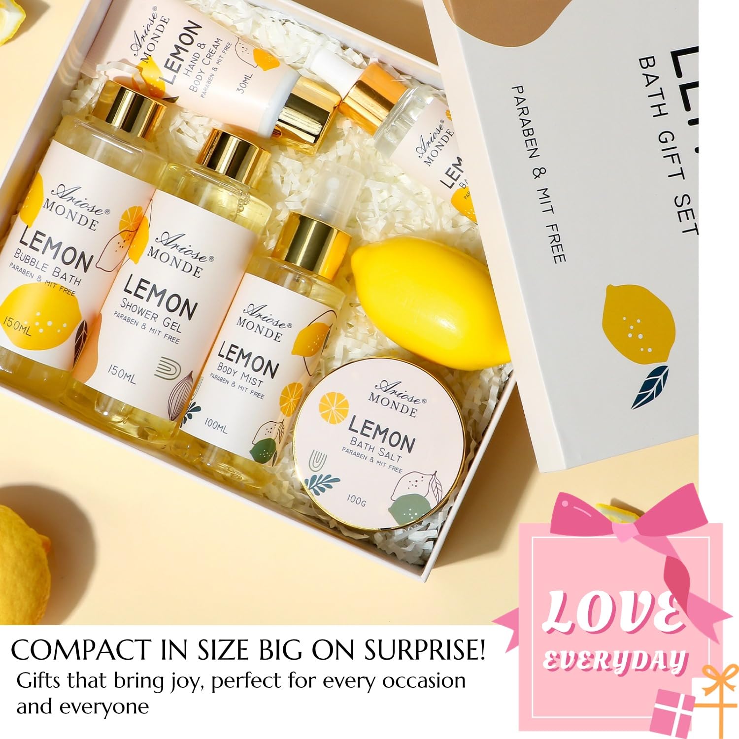 ArioseMonde lemon bath salt evokes spa-like soaking and skin-softening benefits.