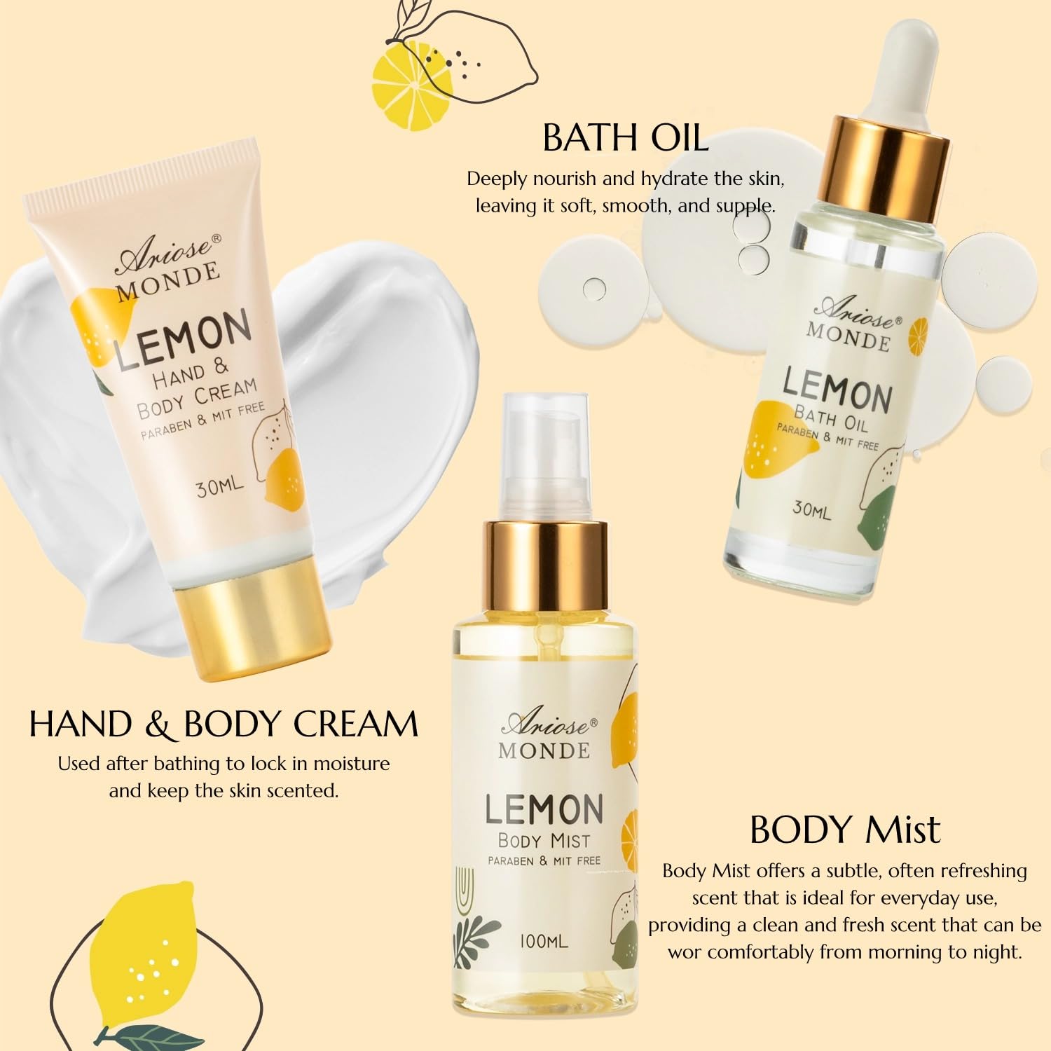 ArioseMonde lemon bath soap offers gentle cleansing with citrus zest.
