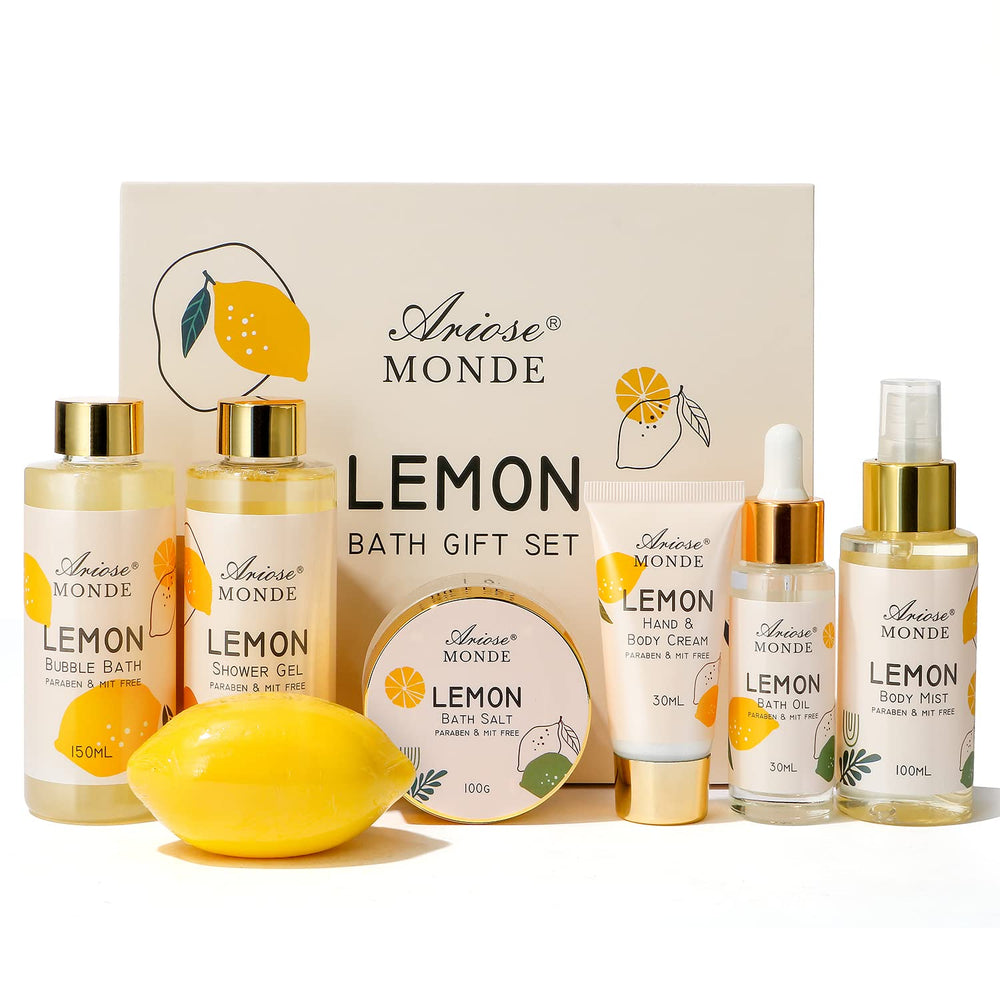 ArioseMonde lemon scent bath spa gift box set shows a refreshing citrus gift idea for women.