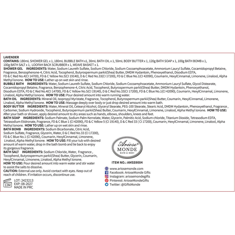 ArioseMonde Spa Gift Basket Soap Bar Set lavender aroma cleanser