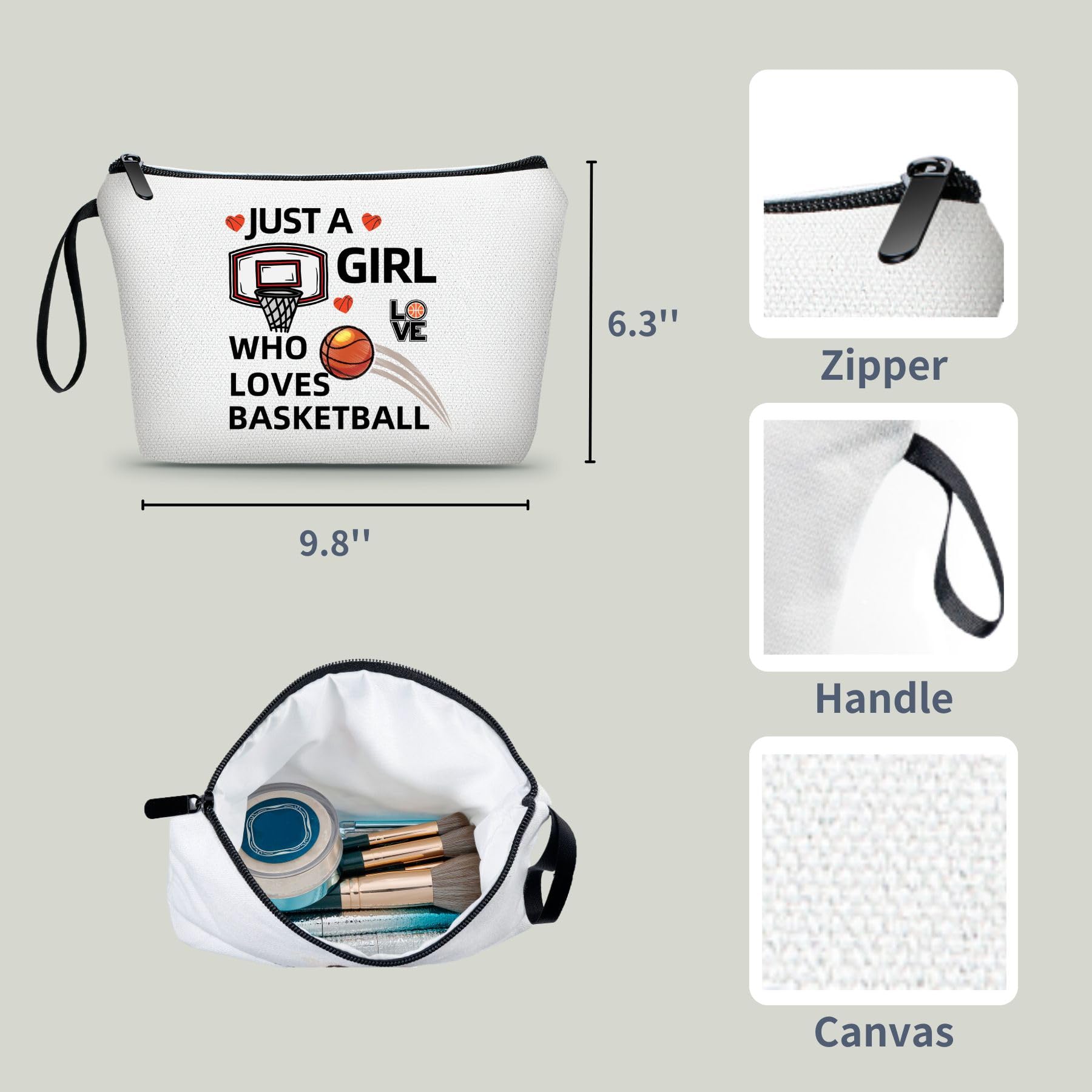 ARIOSEY basketball makeup pouch interior lining keeps cosmetics clean on the go.