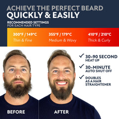 Arkam beard straightener kit supports all-day grooming with included comb.