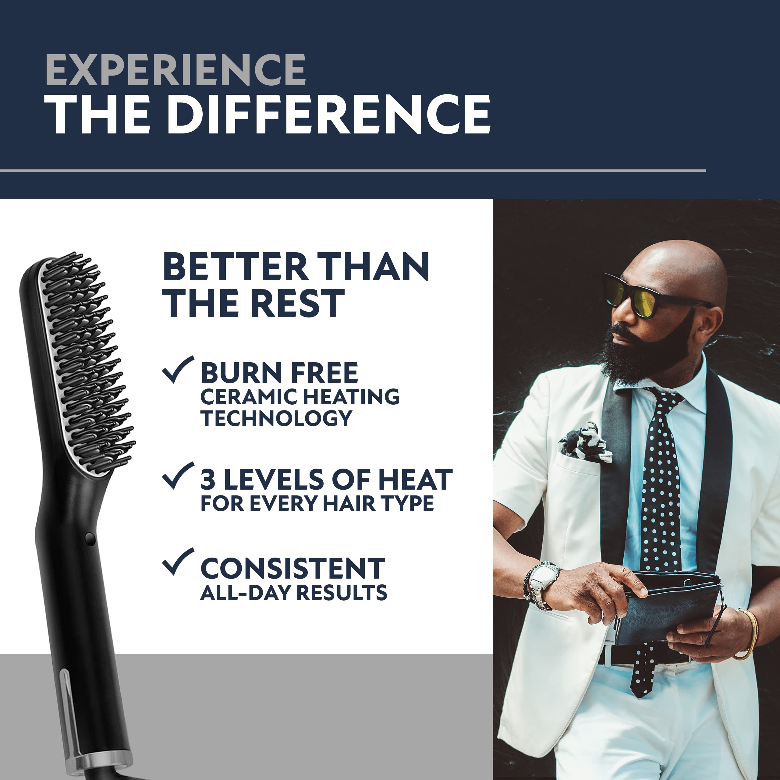 Arkam beard straightener offers a dual-action comb for smoother brushing.
