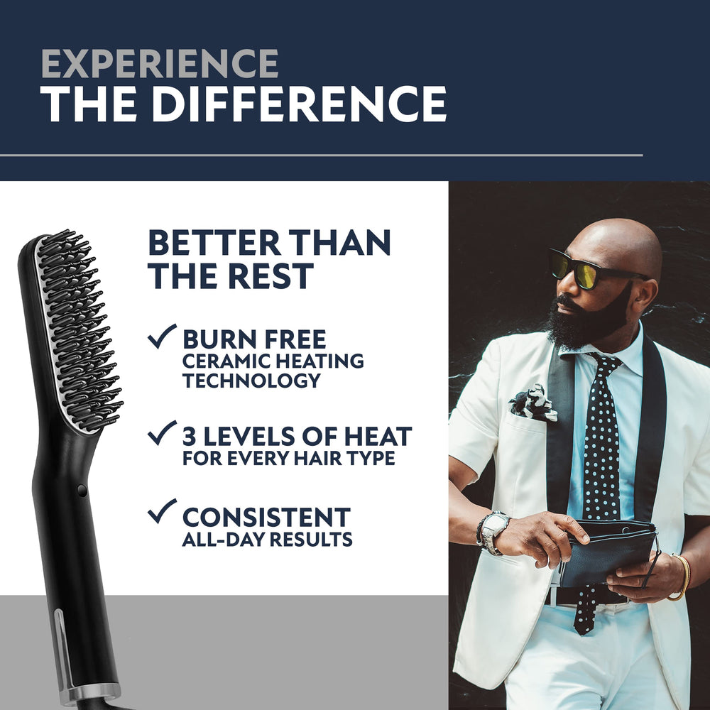 Arkam beard straightener offers a dual-action comb for smoother brushing.
