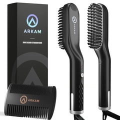 Arkam beard straightener heat level indicators enable customizable styling for different hair types.