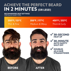 Arkam Beard Straightener single-stroke technology for fast, even styling.