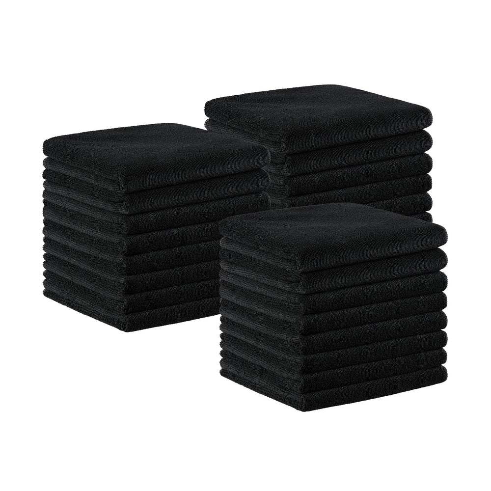 Arkwright bleach-proof salon towels bulk 24 stacked for spa-ready storage and quick cleanup.