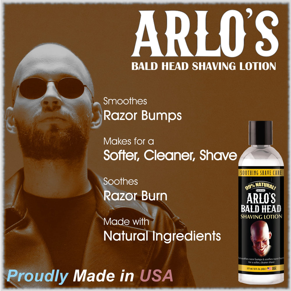 Close-up texture of Arlo's Bald Head Shaving Lotion highlighting rich glide