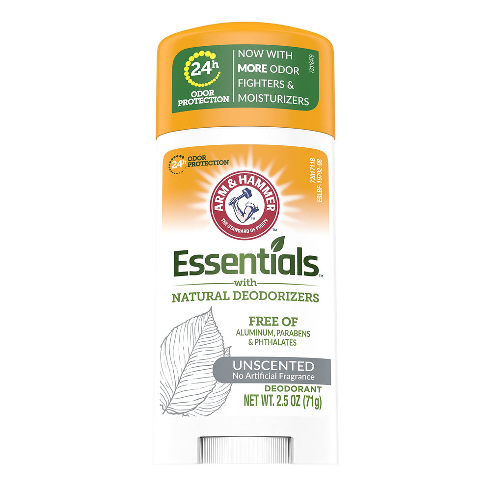 Arm & Hammer Essentials natural baking soda deodorizers close-up for effective odor control.