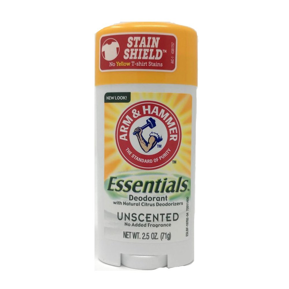 Arm & Hammer Essentials unscented deodorant pack of 3 offers aluminum-free odor protection for daily use.