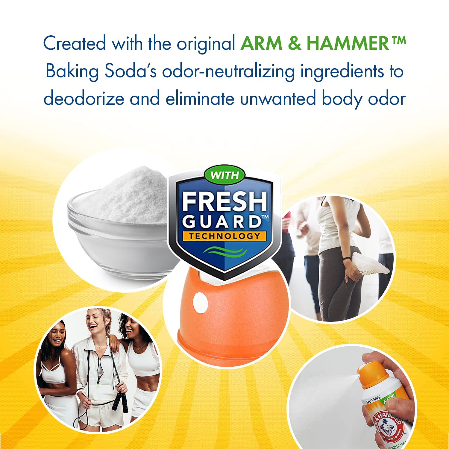 Arm & Hammer Invisible Body Powder Spray 3-pack gift set on shelf.