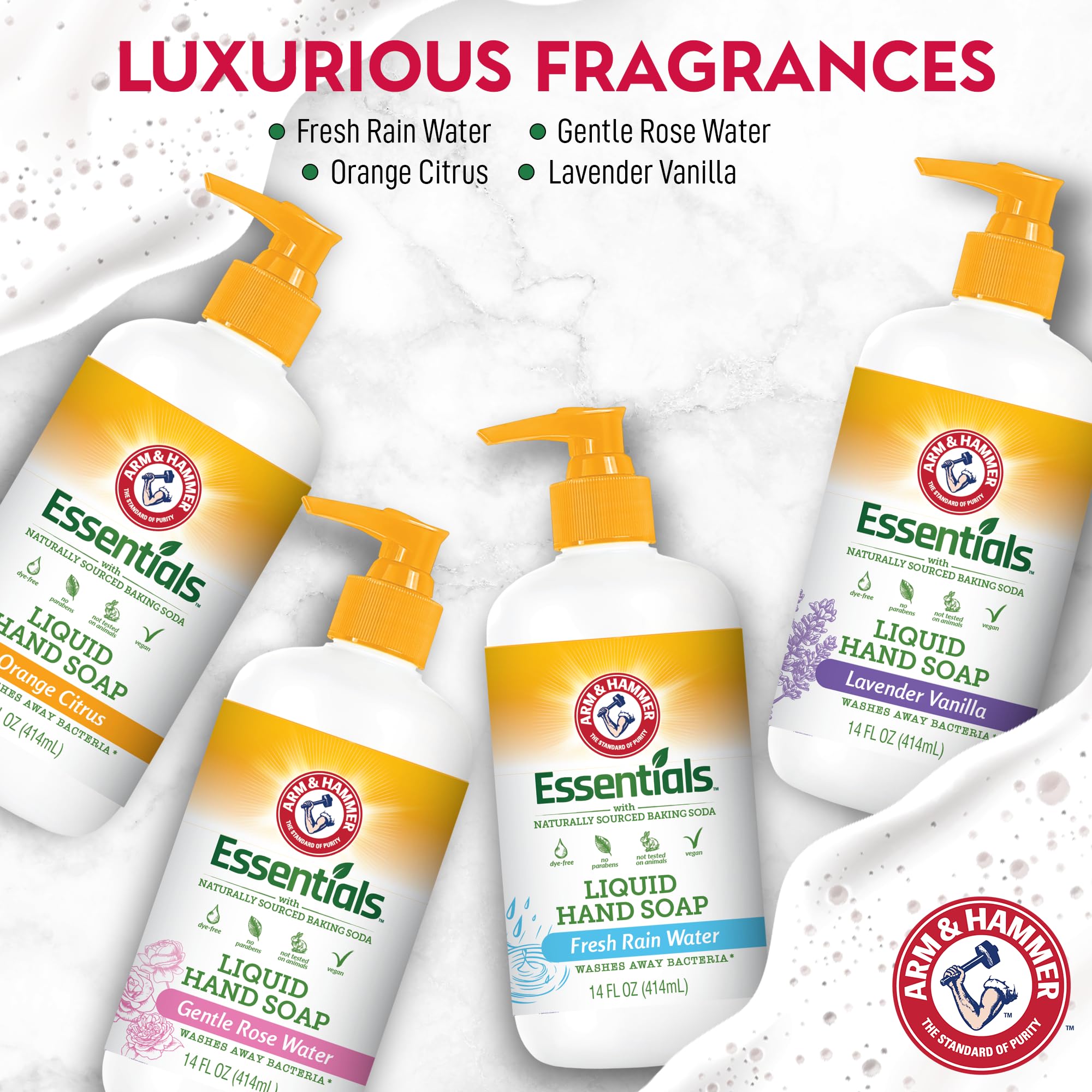 Arm & Hammer soap lather forms rich foam indicating gentle cleansing for soft skin.