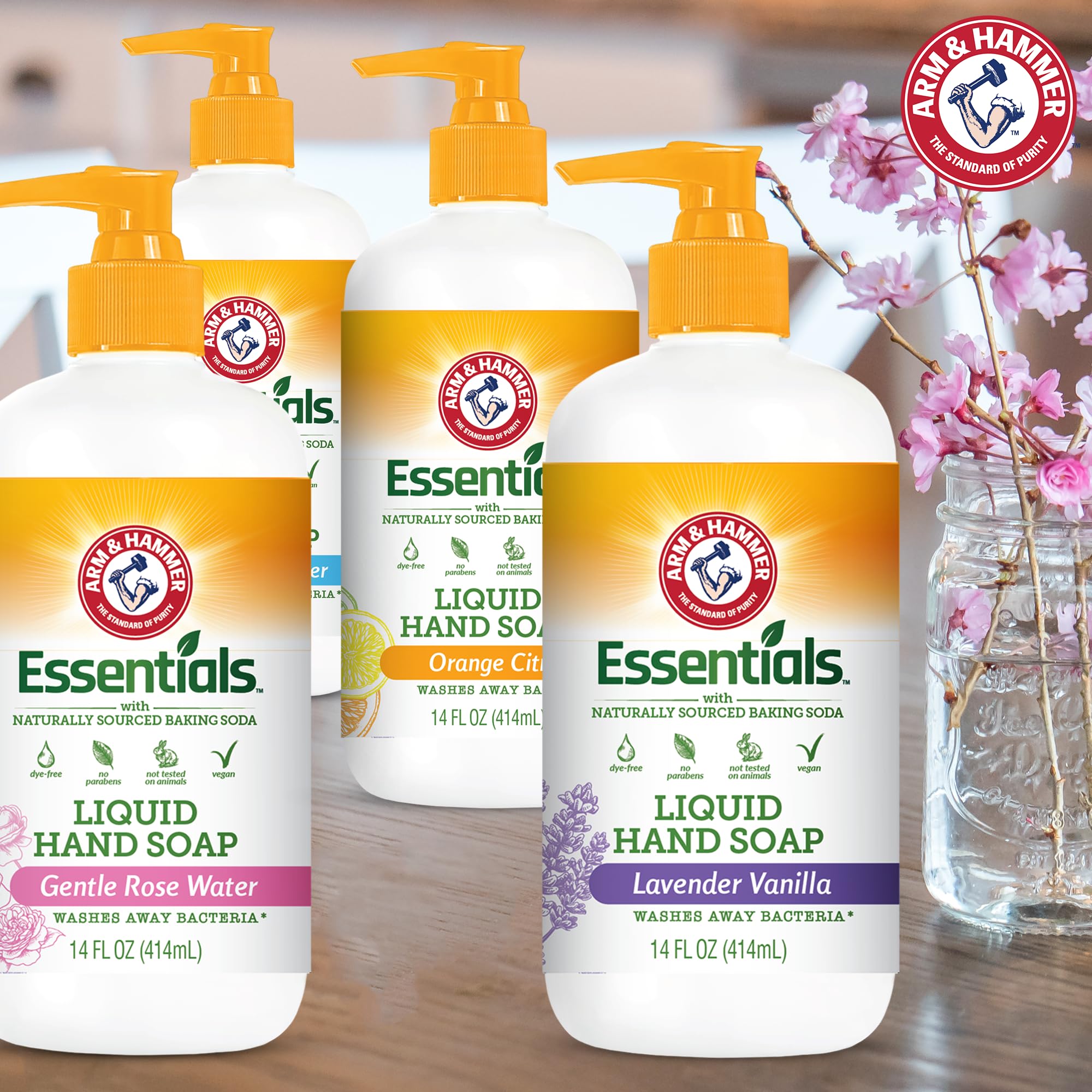 Arm & Hammer organic ingredients label emphasizes natural, pure hand wash options.