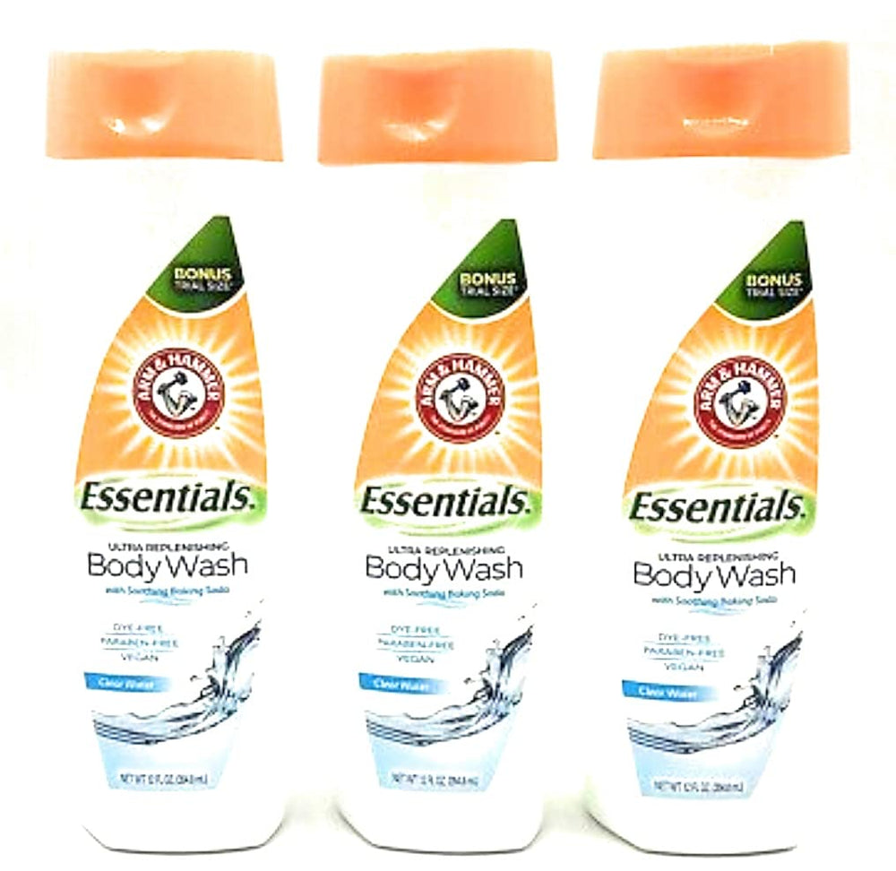 Arm & Hammer Clear Water bottle front; ultra moisturizing formula.