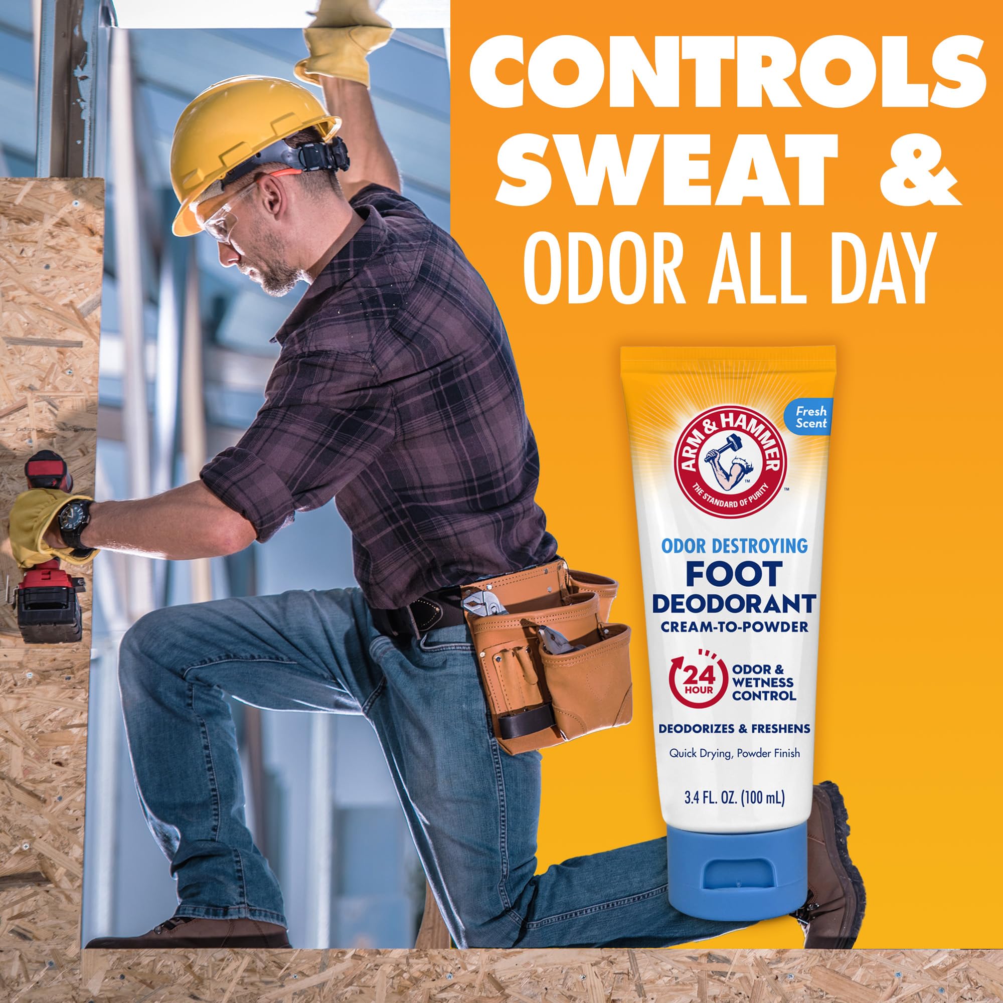 Arm & Hammer Cream to Powder Foot Deodorant used in daily foot care routine