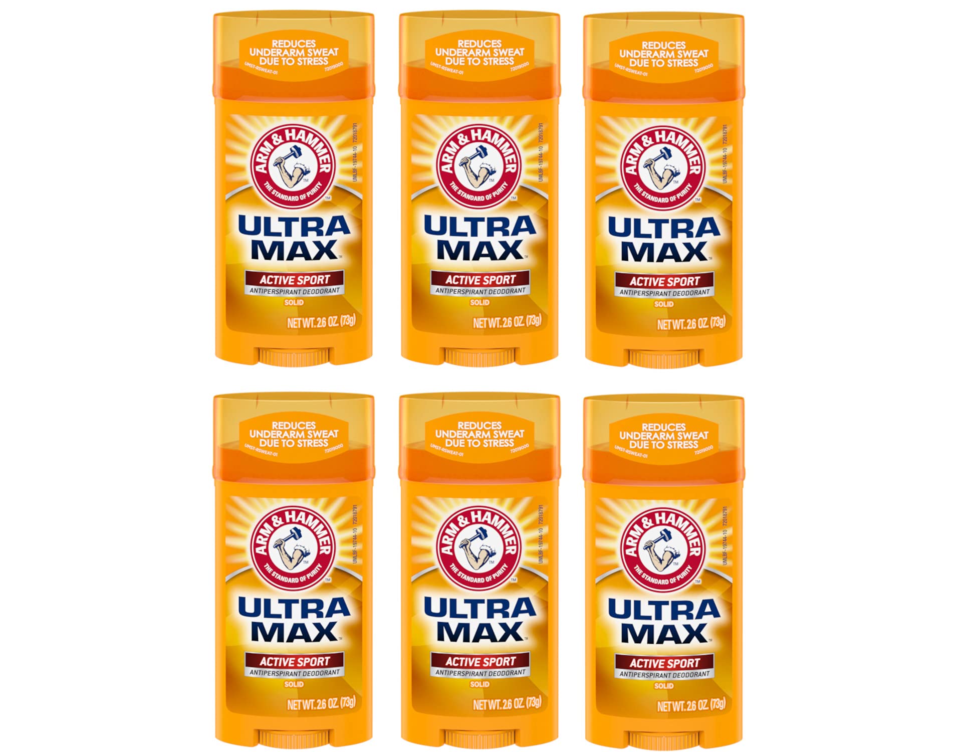 Arm & Hammer Ultramax Active Sport deodorant solid six-pack for all-day protection