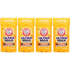 Arm & Hammer Ultramax Active Sport antiperspirant stick, easy application for daily freshness.