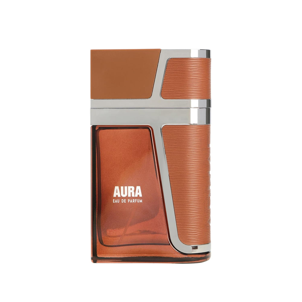 Armaf Aura for Men bottle angled shot conveys modern elegance for evening outings.