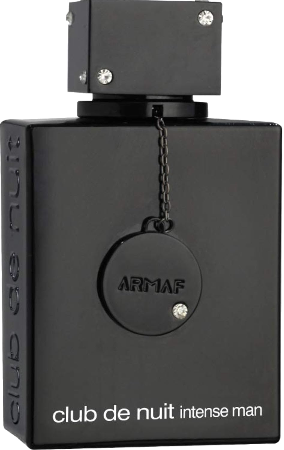 Armaf Club De Nuit Intense Man bottle front shows a bold woody-spicy presence for lasting wear.