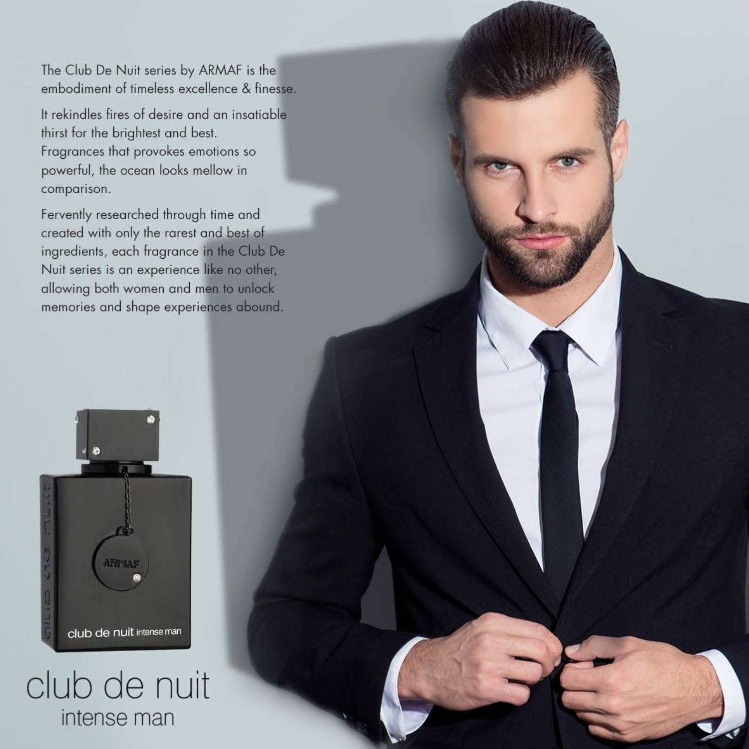 Armaf Club de Nuit Intense Man bottle side view shows sleek design