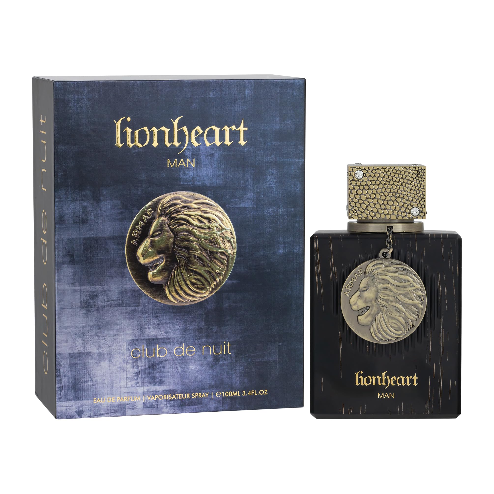 Armaf Club De Nuit Lion Heart edp bottle cap close-up shows premium, gift-ready packaging