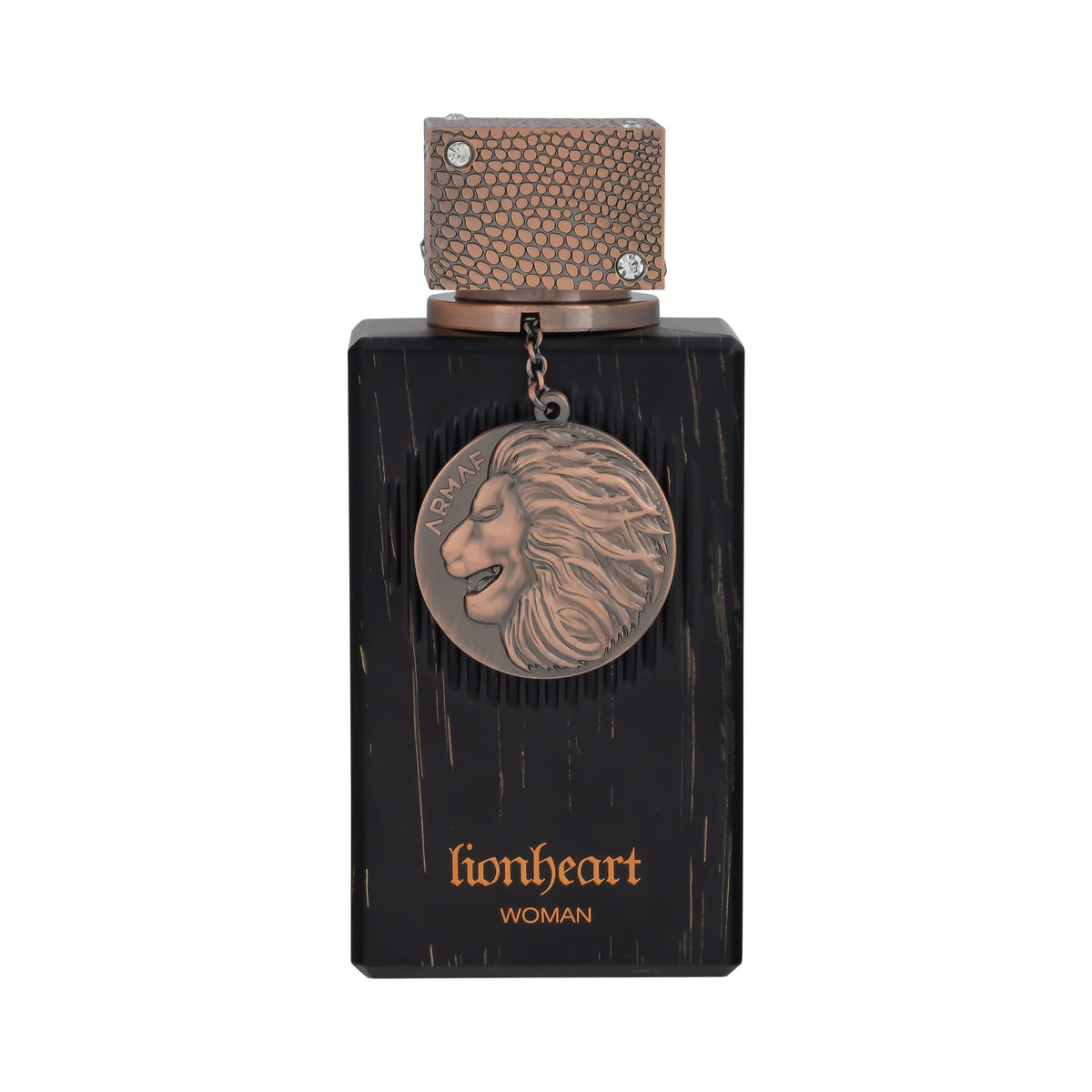 Armaf Club De Nuit Lionheart bottle closeup highlights bold lavender and vanilla notes.