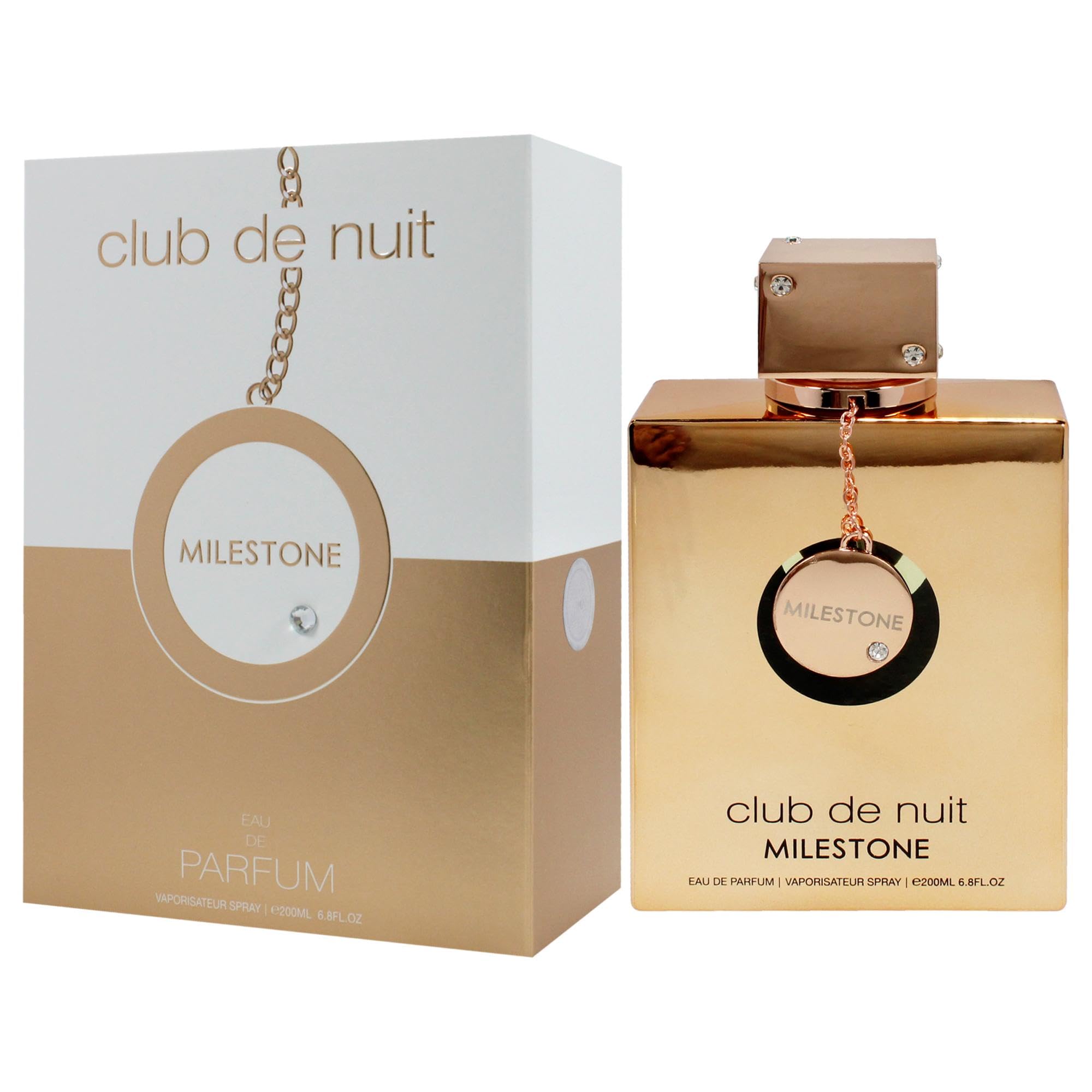 Armaf Club de Nuit Milestone 6-8oz bottle showcasing generous size and longevity.