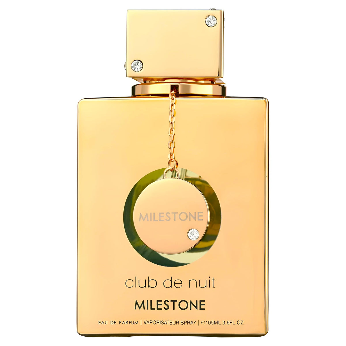 Armaf Club De Nuit Milestone bottle front shows premium woody-floral scent for daily wear.