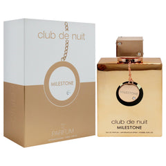 Armaf Club de Nuit Milestone outer-pack close-up with luxury branding.