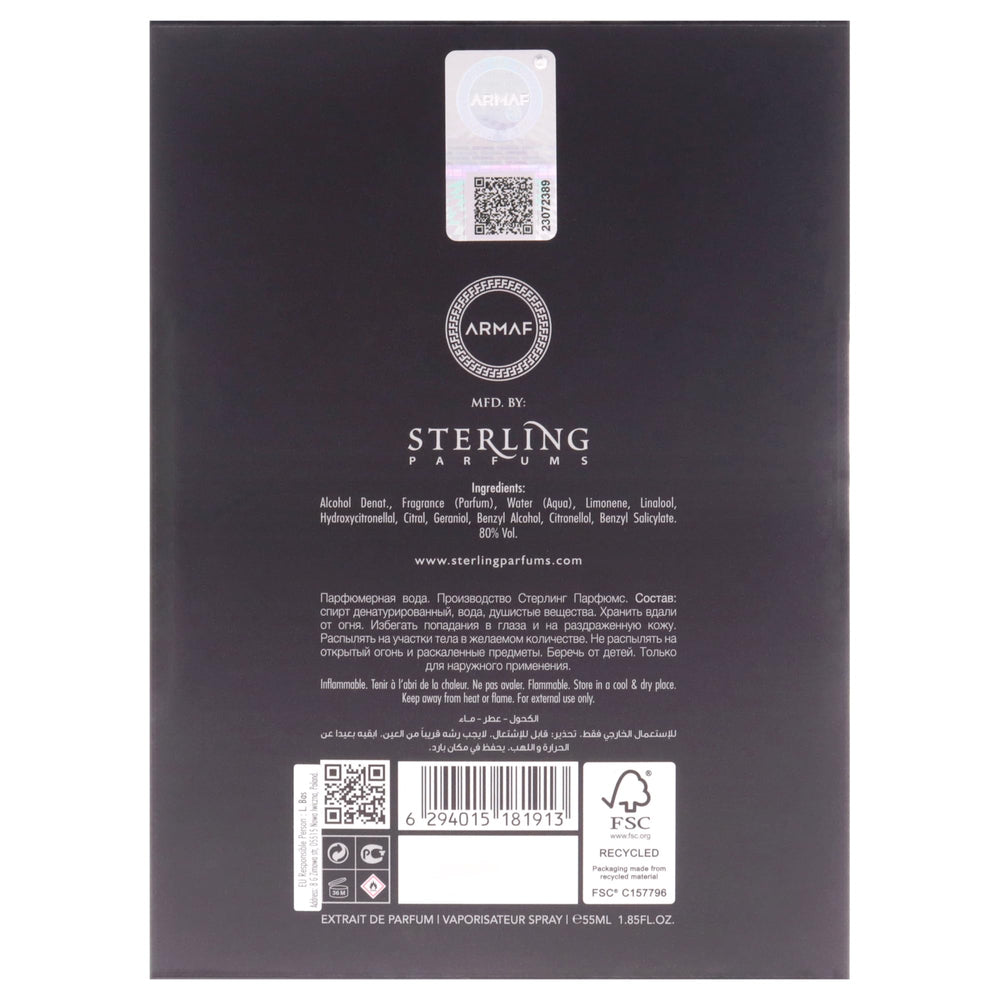 Armaf Club De Nuit Precieux 1 pulse-point application for discreet, lasting scent