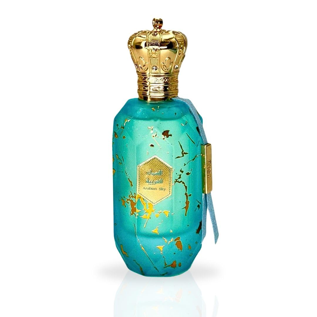 ARMAF Eter Arabian Sky EDP bottle-light captures translucent glass and warm glow for premium appeal.